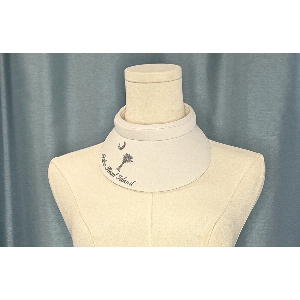 Hilton Head Island Visor Womens White Golf Tennis Open Back Ladies Embroidered